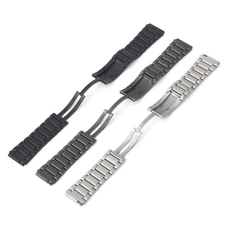 For Huawei Watch GT 4 46mm / Watch 4 / Watch 4 Pro 22mm Stainless Steel Band Folding Buckle Watch Strap - Grey