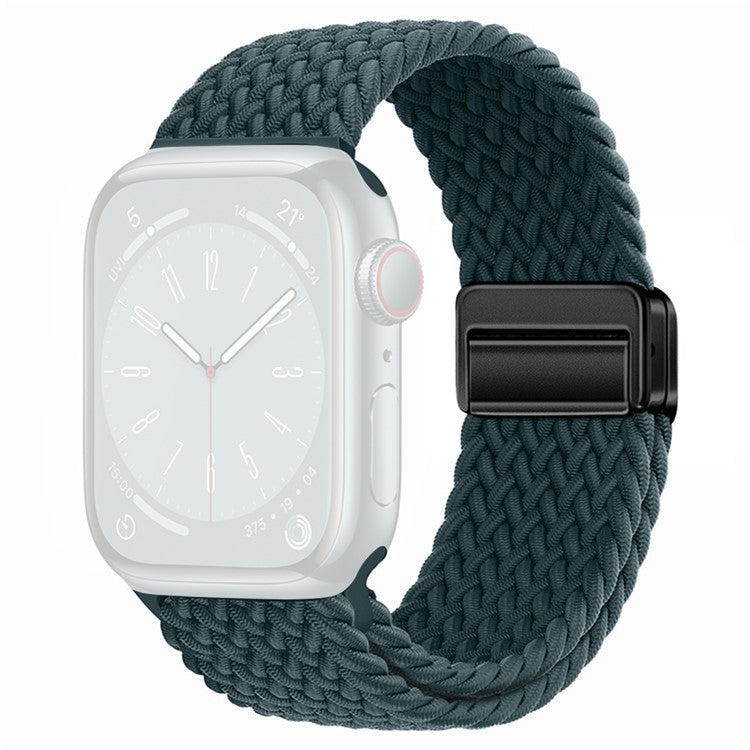 For Apple Watch Series 10 42mm / 9 8 7 41mm / SE (2023) SE (2022) SE 6 5 4 40mm / 3 2 1 38mm Nylon Watch Band Magnetic Strap - Rainforest Green