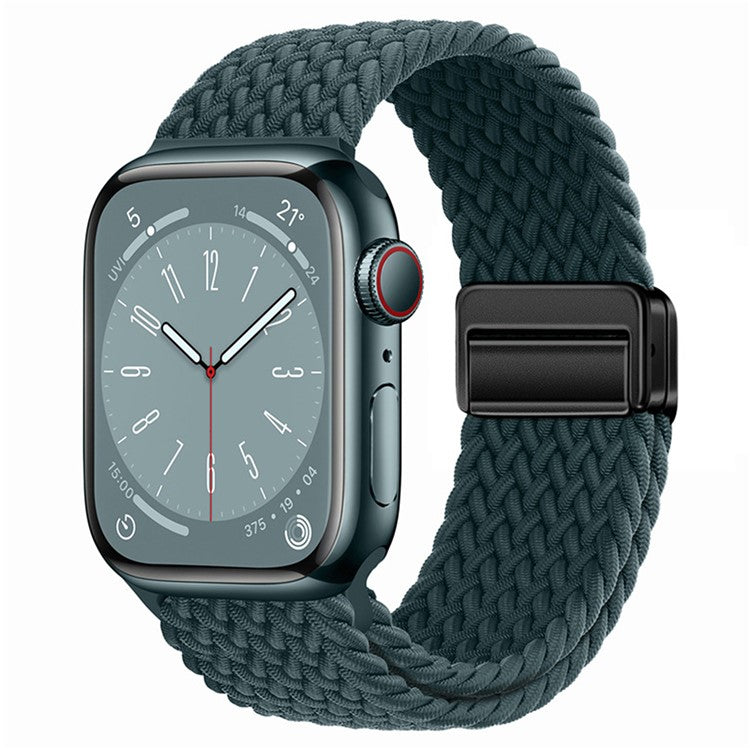 For Apple Watch Series 10 42mm / 9 8 7 41mm / SE (2023) SE (2022) SE 6 5 4 40mm / 3 2 1 38mm Nylon Watch Band Magnetic Strap - Rainforest Green