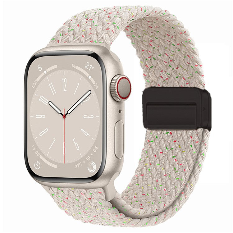 For Apple Watch Series 10 42mm / 9 8 7 41mm / SE (2023) SE (2022) SE 6 5 4 40mm / 3 2 1 38mm Nylon Watch Band Magnetic Strap - Starlight Colorful