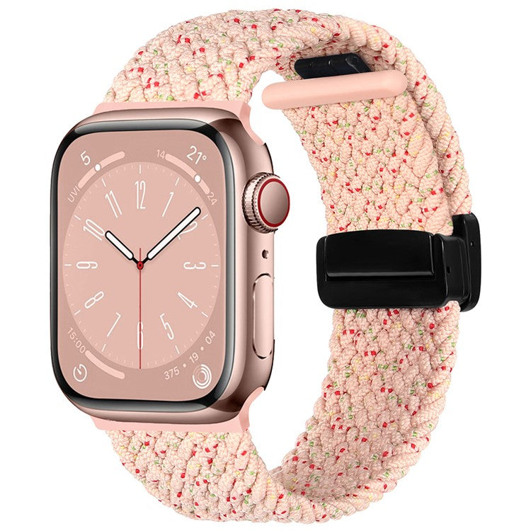 For Apple Watch 10 46mm / Ultra 2 / Ultra 49mm / 9 8 7 45mm / SE (2023) SE (2022) SE 6 5 4 44mm / 3 2 1 42mm Watch Strap Nylon Wristband - Starlight Pink