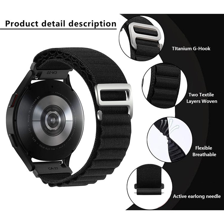 KALEBOL KLB-GSNL-001 For Samsung Galaxy Watch3 45mm / Huawei Watch GT4 46mm Watch Strap 22mm Nylon Wristband - Starlight+Black