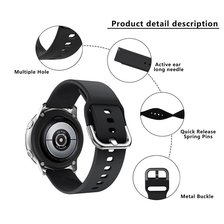 KALEBOL KLB-SXKGJ-001 18mm Universal Smartwatch Strap Silicone Replacement Wrist Band - Black