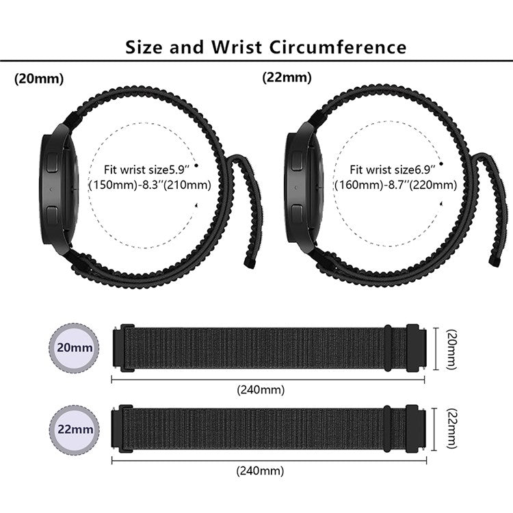 KALEBOL KLB-NLHH-001 For Samsung Galaxy Watch6 / Watch6 Classic Watch Strap 20mm Nylon Loop Band - Bright Pink