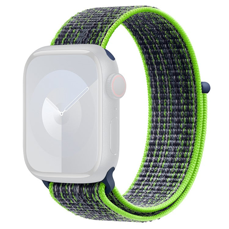 KALEBOL For Apple Watch Series 10 42mm / 9 8 7 41mm / SE (2023) SE (2022) SE 6 5 4 40mm / 3 2 1 38mm Nylon Loop Watch Band - Bright Green+Blue