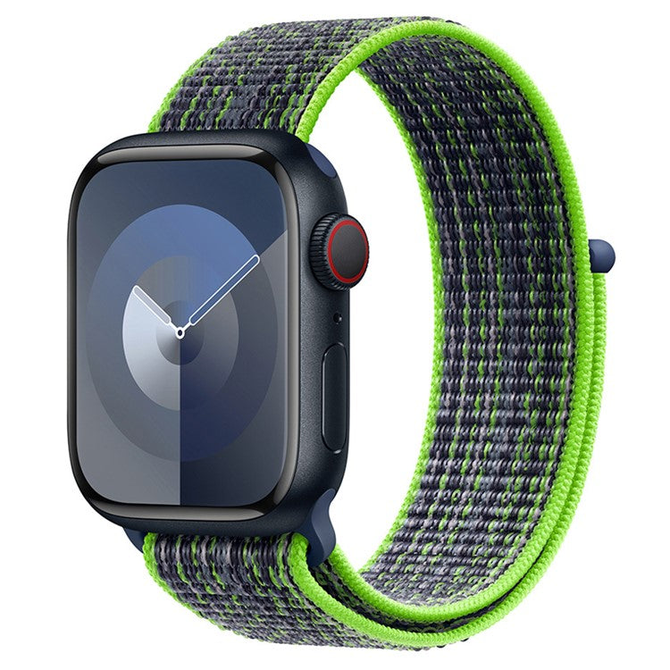 KALEBOL For Apple Watch Series 10 42mm / 9 8 7 41mm / SE (2023) SE (2022) SE 6 5 4 40mm / 3 2 1 38mm Nylon Loop Watch Band - Bright Green+Blue