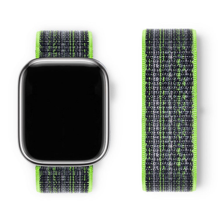 KALEBOL For Apple Watch Series 10 42mm / 9 8 7 41mm / SE (2023) SE (2022) SE 6 5 4 40mm / 3 2 1 38mm Nylon Loop Watch Band - Bright Green+Blue