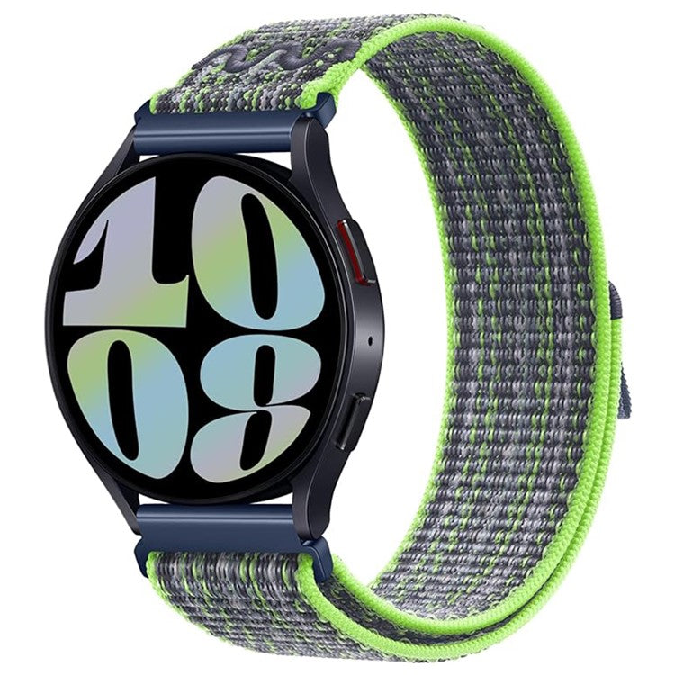 KALEBOL KLB-NLHH-002 For Samsung Galaxy Watch6 / Watch6 Classic 20mm Watch Band Nylon Loop Strap - Bright Green+Blue