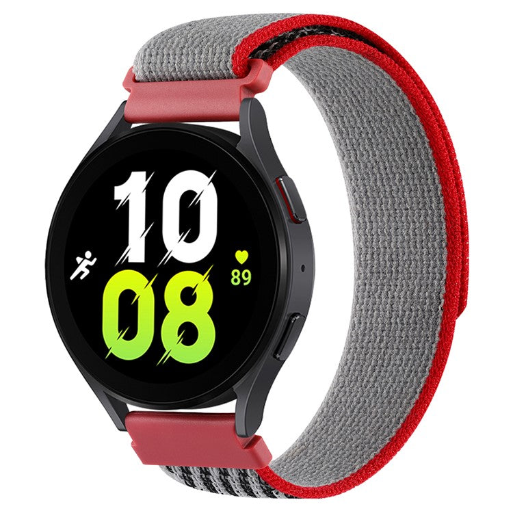 KALEBOL KLB-YJNLHH-001 For Samsung Galaxy Watch6 / Watch6 Classic Nylon Straps 20mm Watch Band Loop Fastener - Red+Grey