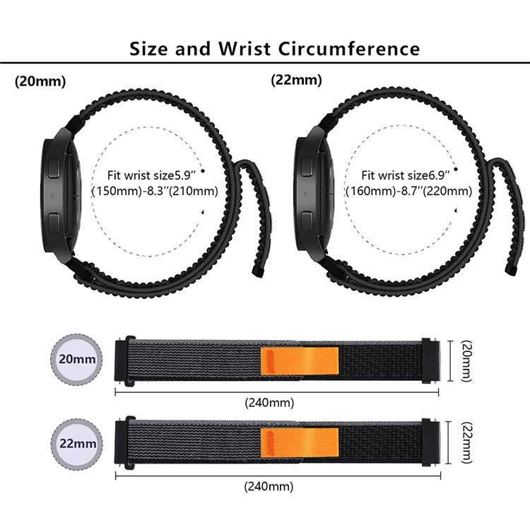 KALEBOL KLB-YJNLHH-001 For Samsung Galaxy Watch6 / Watch6 Classic Nylon Straps 20mm Watch Band Loop Fastener - Red+Grey