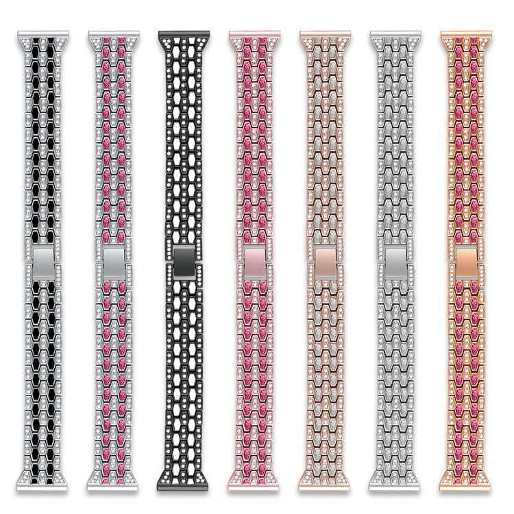 For Xiaomi Redmi Watch 4 Zinc Alloy Watch Band Rhinestones Decor Women Replacement Strap - Silver+Black