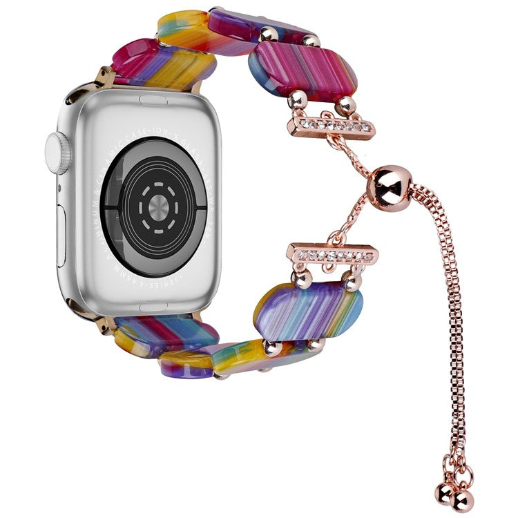 For Apple Watch 10 46mm / Ultra 2 / Ultra 49mm / 9 8 7 45mm / SE (2023) SE (2022) SE 6 5 4 44mm / 3 2 1 42mm Resin Watch Band - Rainbow