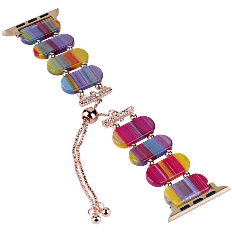 For Apple Watch 10 46mm / Ultra 2 / Ultra 49mm / 9 8 7 45mm / SE (2023) SE (2022) SE 6 5 4 44mm / 3 2 1 42mm Resin Watch Band - Rainbow