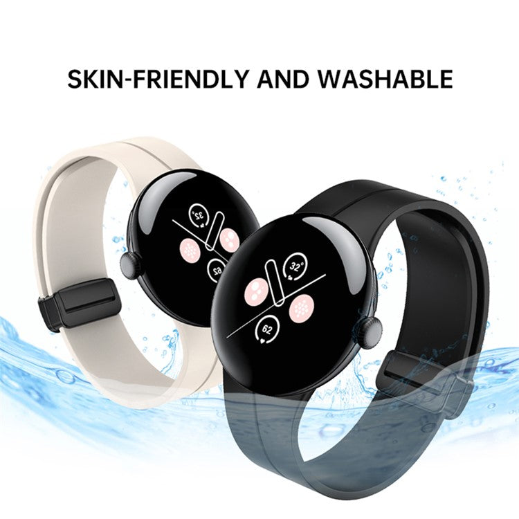 For Google Pixel Watch 3 41mm / Watch 2 / Pixel Watch Silicone Band Watch Strap with Magnetic Folding Buckle - White