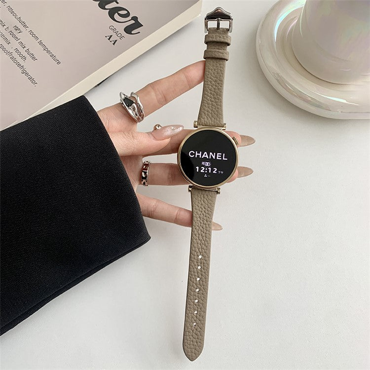 For Huawei Watch GT 4 41mm / Garmin Venu 3S / Venu 2S 18mm Replacement Strap Litchi Texture Band - Khaki