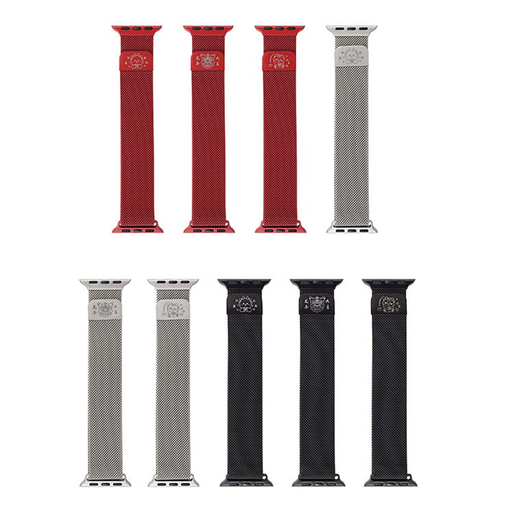 For Apple Watch 10 46mm / Ultra 2 / Ultra 49mm / 9 8 7 45mm / SE (2023) SE (2022) SE 6 5 4 44mm / 3 2 1 42mm Watch Band New Year Style Strap - Starlight / Happy