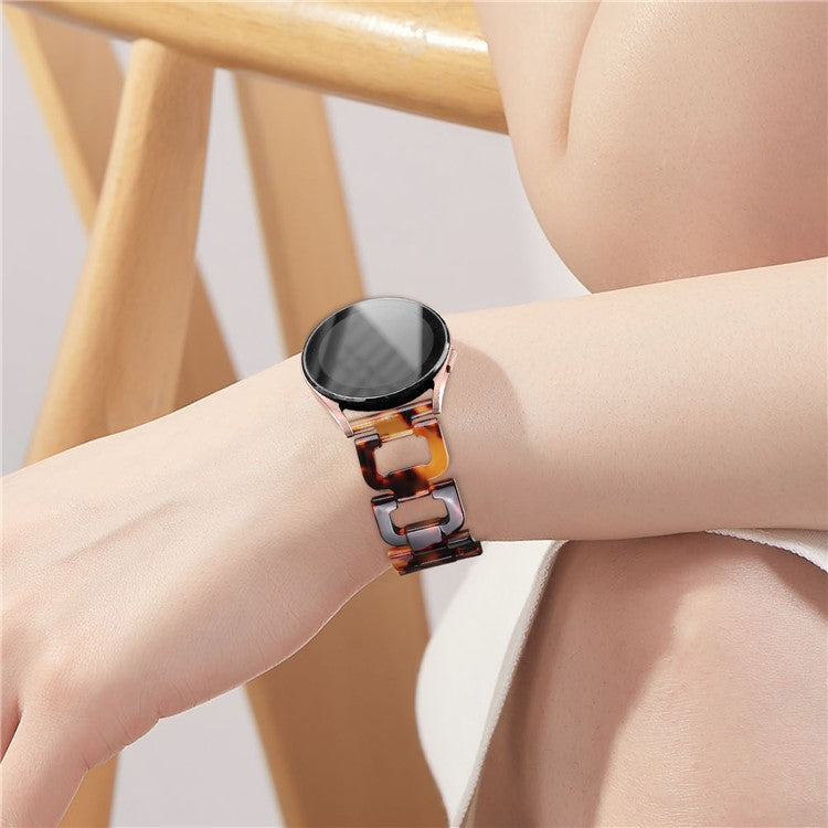 Watch Strap for Garmin Forerunner 645 / 645 Music D-Shape Resin Bracelet Watchband - Tortoiseshell