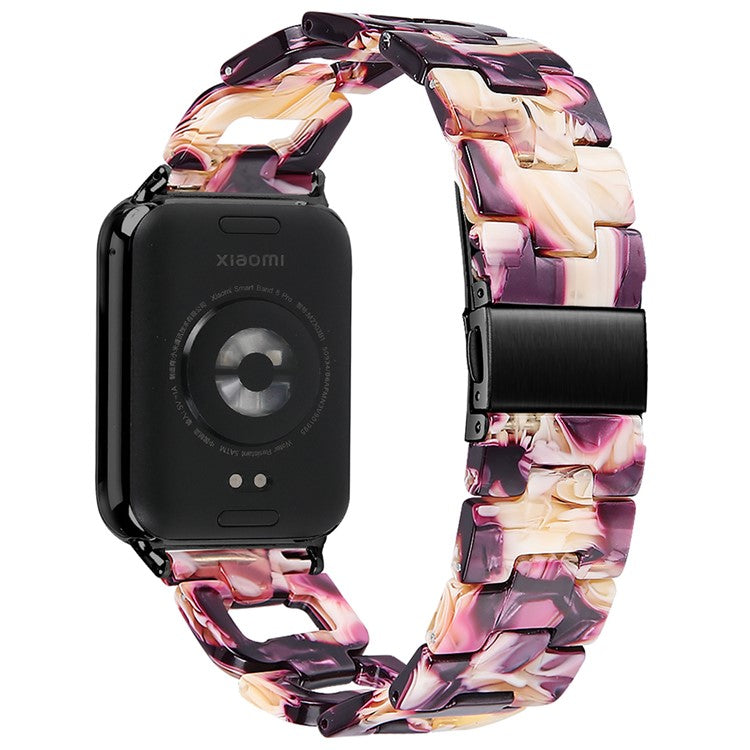 For Xiaomi Smart Band 8 Pro Smart Watch D-Shape Strap Resin Bracelet Watchband Replacement - Glitter Purple