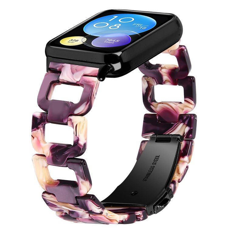 For Xiaomi Smart Band 8 Pro Smart Watch D-Shape Strap Resin Bracelet Watchband Replacement - Glitter Purple