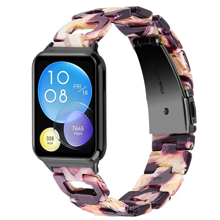 For Xiaomi Smart Band 8 Pro Smart Watch D-Shape Strap Resin Bracelet Watchband Replacement - Glitter Purple