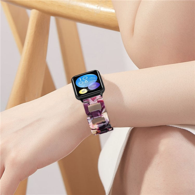 For Xiaomi Smart Band 8 Pro Smart Watch D-Shape Strap Resin Bracelet Watchband Replacement - Glitter Purple