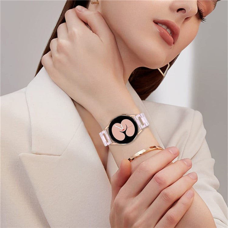 For Samsung Galaxy Watch 5 40mm / 44mm / Watch 5 Pro 45mm Smart Watch D-Shape Resin Bracelet Watchband - Mermaid Pink