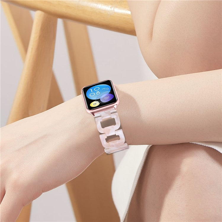 Watch Strap for Xiaomi Redmi Watch 4 D-Shape Resin Replacement Watchband - Pink Flower