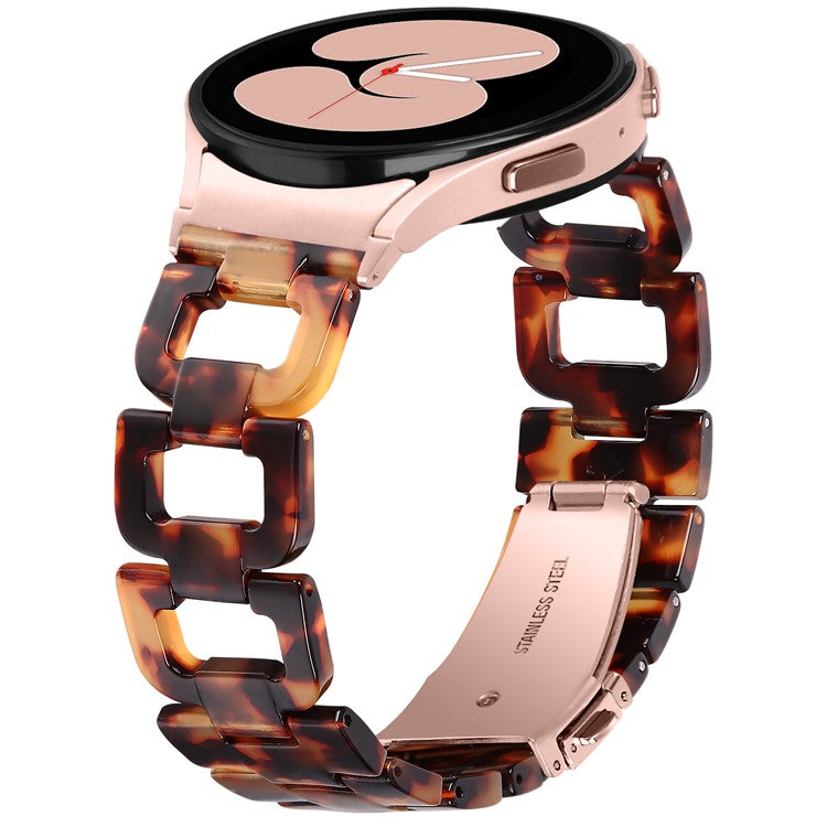 Resin Strap for Samsung Galaxy Watch6 40mm / 44mm / Watch6 Classic 43mm / 47mm D-Shape Bracelet Watchband - Tortoiseshell