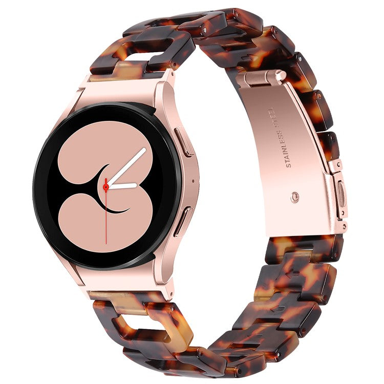 Resin Strap for Samsung Galaxy Watch6 40mm / 44mm / Watch6 Classic 43mm / 47mm D-Shape Bracelet Watchband - Tortoiseshell