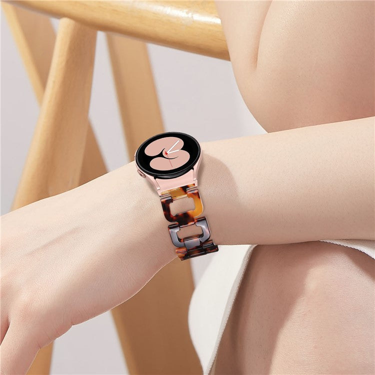Resin Strap for Samsung Galaxy Watch6 40mm / 44mm / Watch6 Classic 43mm / 47mm D-Shape Bracelet Watchband - Tortoiseshell