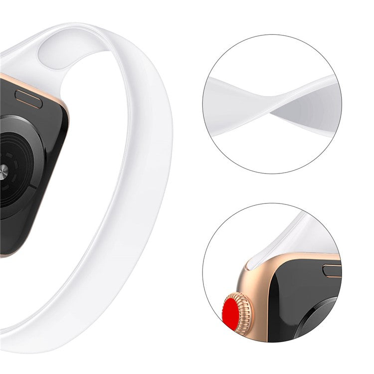 For For Apple Watch Series 10 42mm / 9 8 7 41mm / SE (2023) SE (2022) SE 6 5 4 40mm / 3 21 38mm Silicone Smartwatch Strap, Size: S - White