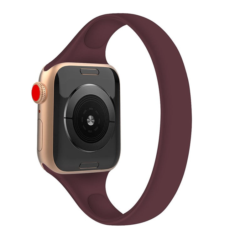 For For Apple Watch Series 10 42mm / 9 8 7 41mm / SE (2023) SE (2022) SE 6 5 4 40mm / 3 21 38mm Silicone Band Strap, Size: L - Wine Red