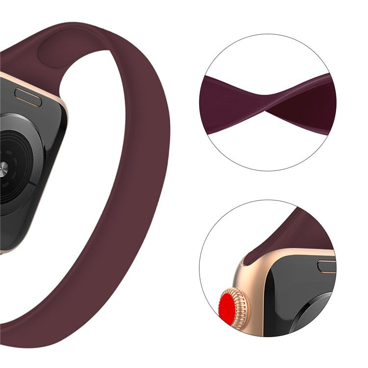 For For Apple Watch Series 10 42mm / 9 8 7 41mm / SE (2023) SE (2022) SE 6 5 4 40mm / 3 21 38mm Silicone Band Strap, Size: L - Wine Red