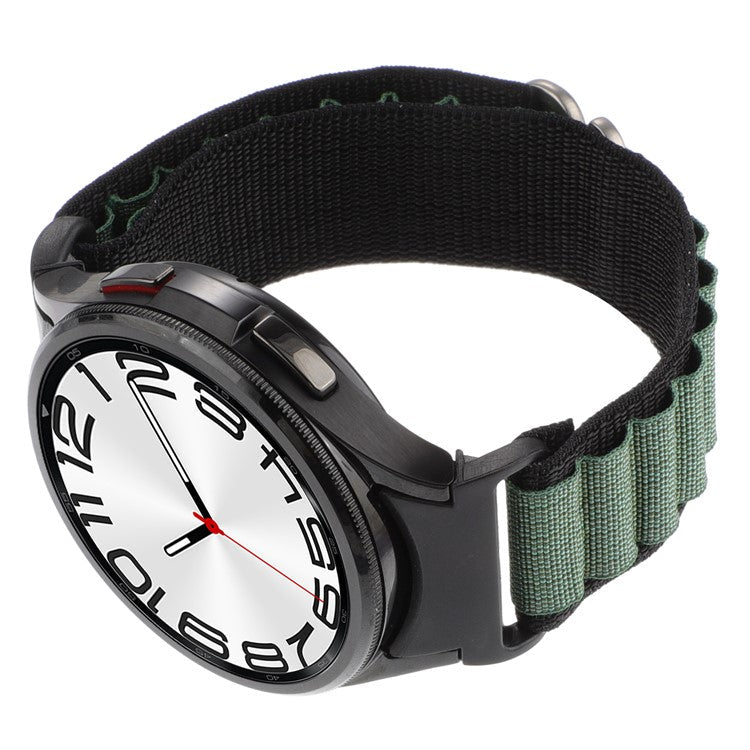 For Samsung Galaxy Watch FE 40mm / Watch6 / Watch6 Classic / Watch 5 / Watch4 Nylon Watch Strap G Hook Wristband - Green+Black