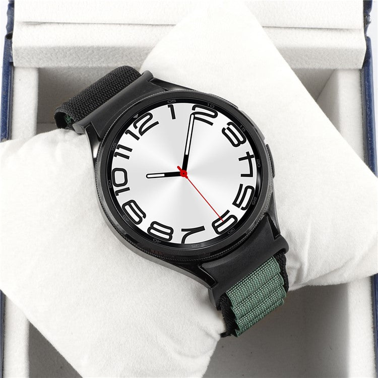 For Samsung Galaxy Watch FE 40mm / Watch6 / Watch6 Classic / Watch 5 / Watch4 Nylon Watch Strap G Hook Wristband - Green+Black