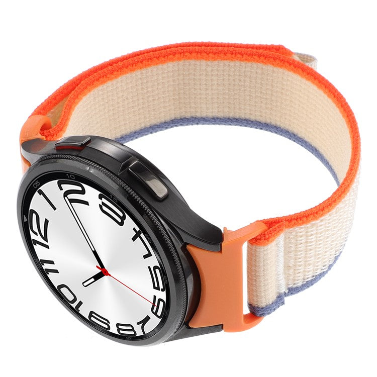 For Samsung Galaxy Watch FE 40mm / Watch6 / Watch 5 / Watch4 Trail Loop Strap Nylon Fabric Sport Watch Band - Beige / Orange
