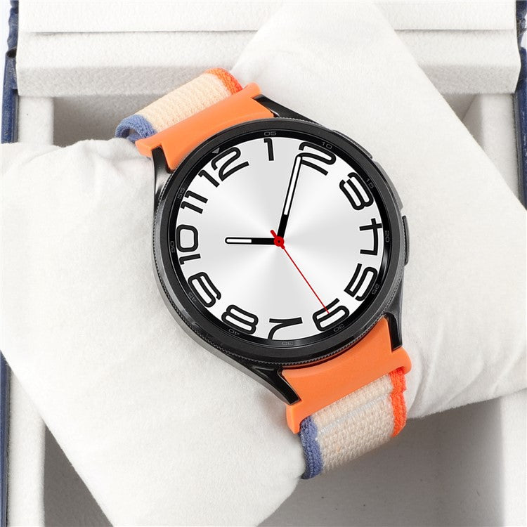 For Samsung Galaxy Watch FE 40mm / Watch6 / Watch 5 / Watch4 Trail Loop Strap Nylon Fabric Sport Watch Band - Beige / Orange