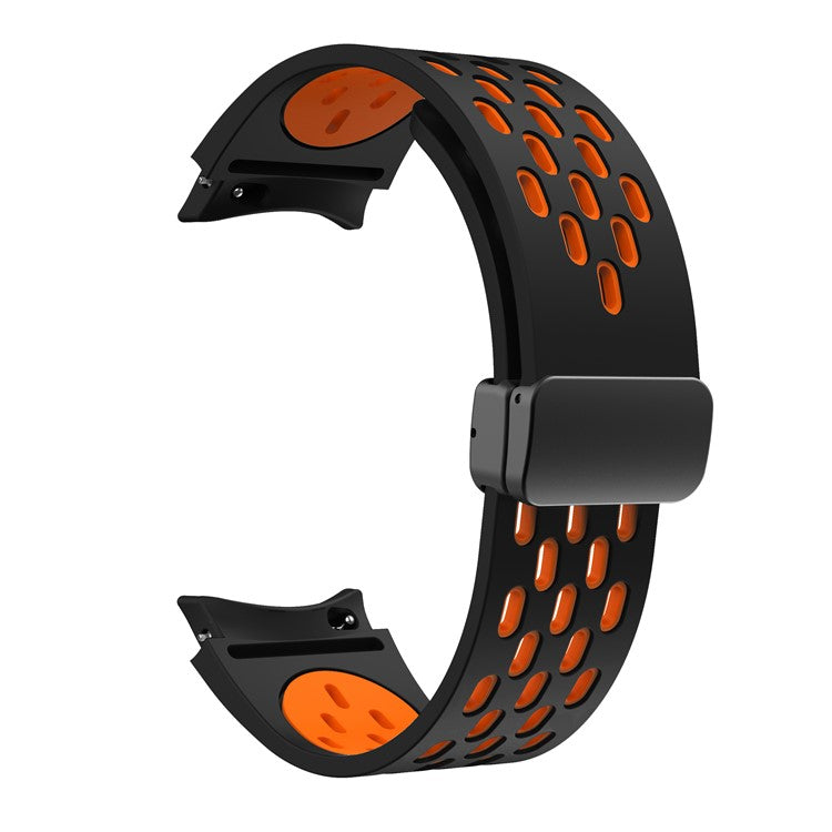 For Samsung Galaxy Watch FE 40mm / Watch6 40mm / Watch6 44mm / Watch6 Classic 43mm Silicone Watchband Black Buckle Strap - Black+Orange