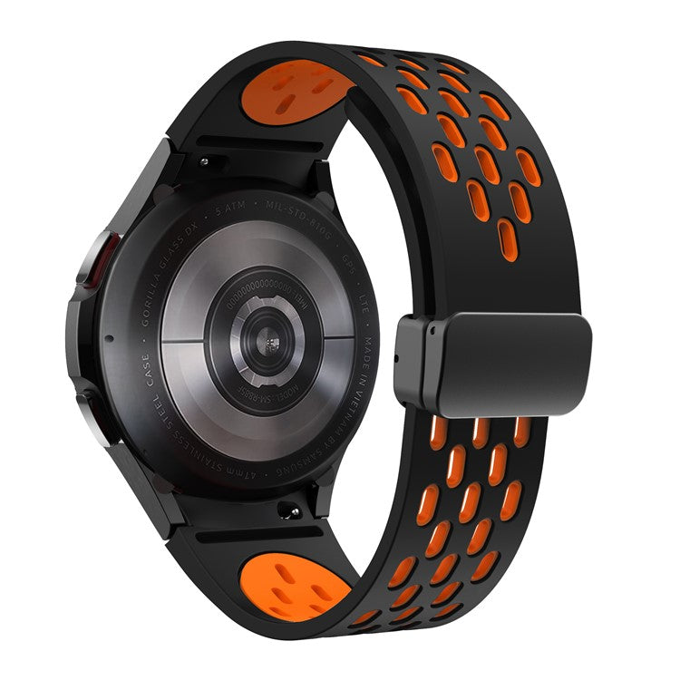 For Samsung Galaxy Watch FE 40mm / Watch6 40mm / Watch6 44mm / Watch6 Classic 43mm Silicone Watchband Black Buckle Strap - Black+Orange