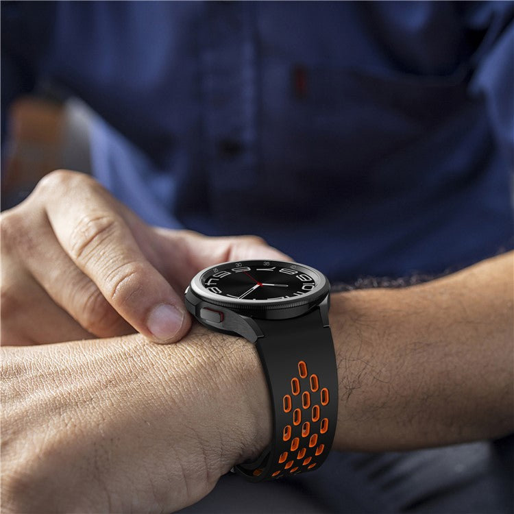 For Samsung Galaxy Watch FE 40mm / Watch6 40mm / Watch6 44mm / Watch6 Classic 43mm Silicone Watchband Black Buckle Strap - Black+Orange