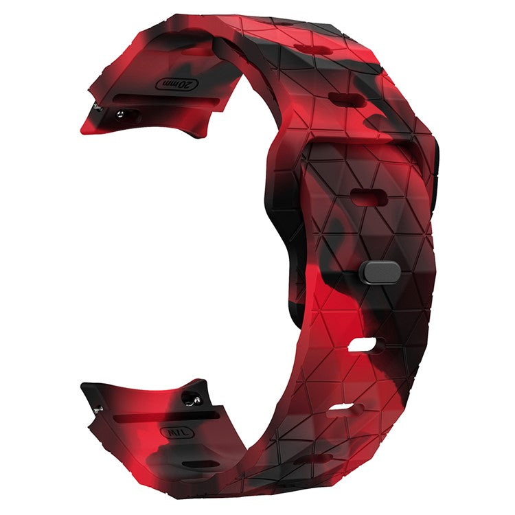 For Samsung Galaxy Watch6 / Watch 5 / Watch FE 40mm / Watch4 Silicone Strap Dual Color Watch Band Football Pattern - Black+Red Camo