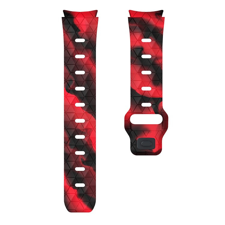 For Samsung Galaxy Watch6 / Watch 5 / Watch FE 40mm / Watch4 Silicone Strap Dual Color Watch Band Football Pattern - Black+Red Camo