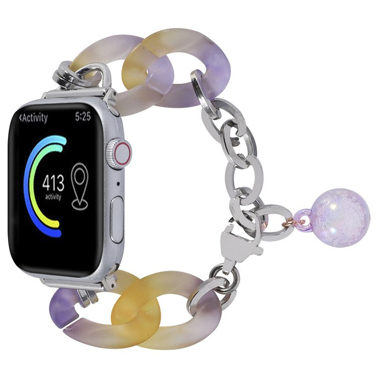 For Apple Watch Series 10 42mm / 9 8 7 41mm / 6 5 4 SE (2022) SE (2023) SE 40mm / 3 2 1 38mm Strap Slim Resin Bracelet - Purple