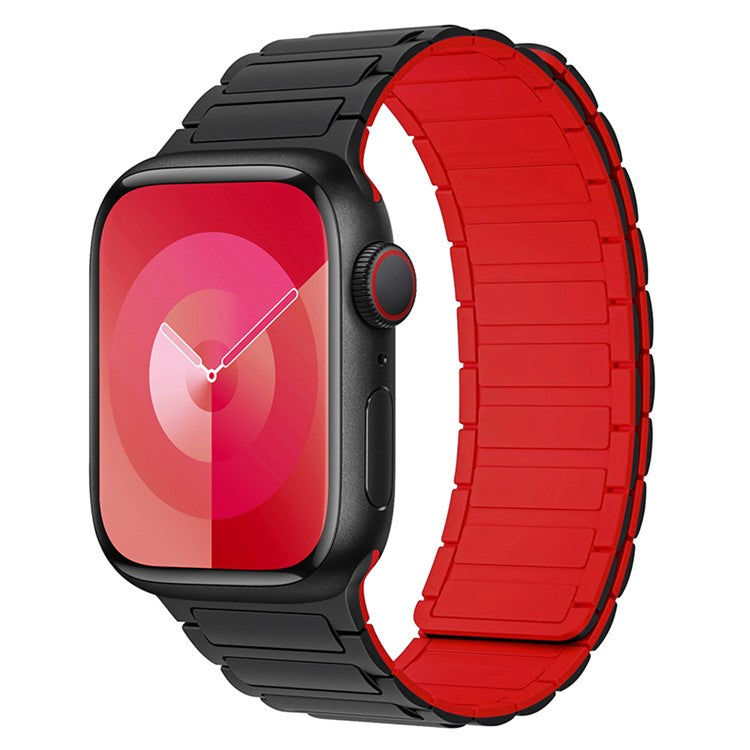 For Apple Watch 10 46mm / Ultra 2 / Ultra 49mm / 9 8 7 45mm / SE (2023) SE (2022) SE 6 5 4 44mm / 3 2 1 42mm 3 Beads Watch Strap - Black+Red