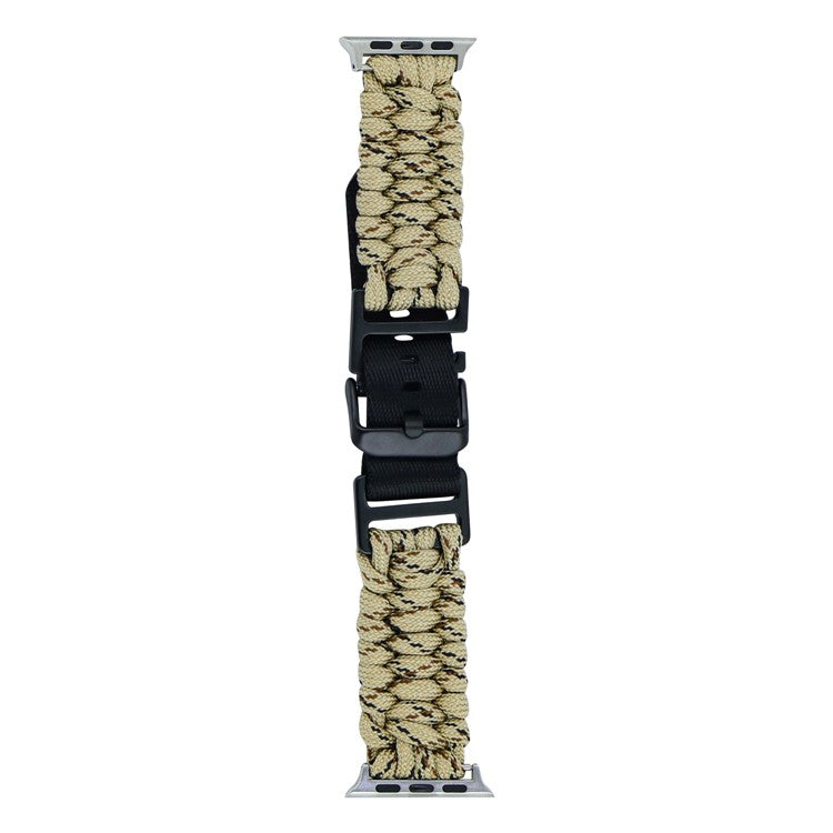 For Apple Watch Series 10 42mm / 9 8 7 41mm / 6 5 4 SE (2023) SE (2022) SE 40mm / 3 2 1 38mm Camo Strap Nylon Braided Watch Band - Khaki
