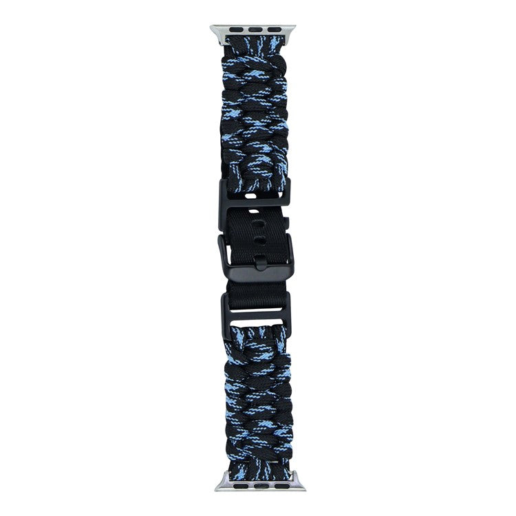 For Apple Watch 10 46mm / Ultra 2 / Ultra 49mm / 9 8 7 45mm / SE (2023) SE (2022) SE 6 5 4 44mm / 3 2 1 42mm Camo Braided Watch Strap - Black+Blue