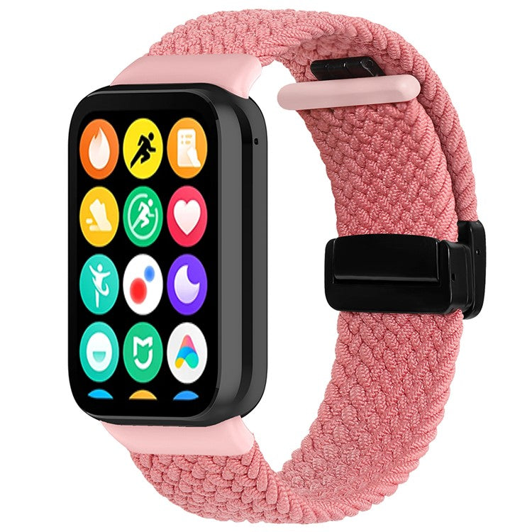 For Xiaomi Smart Band 9 Pro / Band 8 Pro / Redmi Watch 4 Nylon Braided Band Magnetic Buckle Watch Strap - Pink