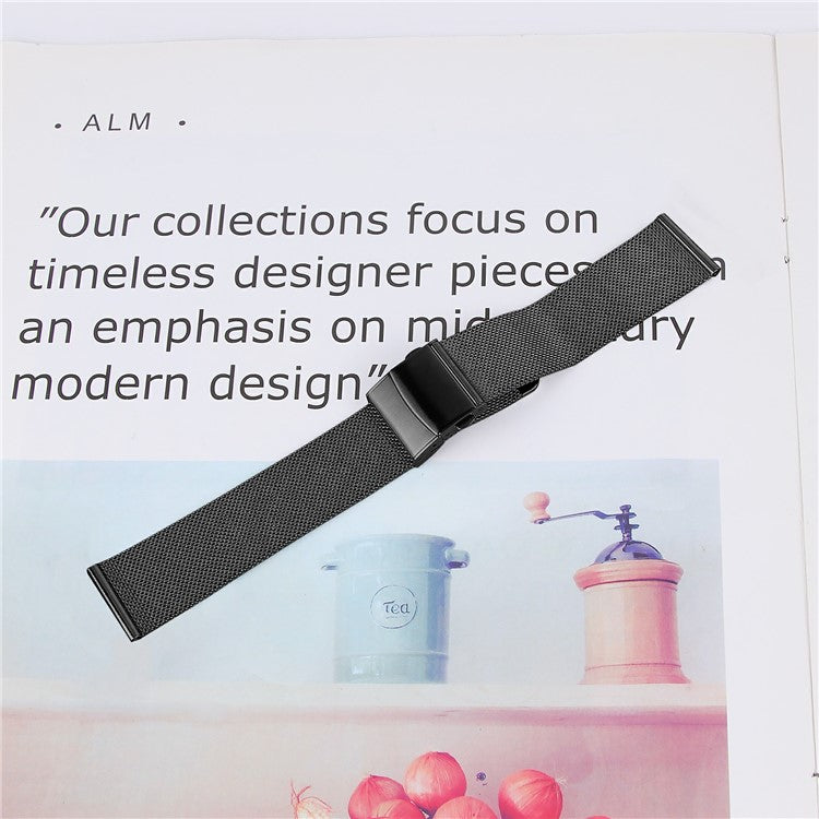 For Motorola Moto 360 42mm (2nd gen) Smart Watch Strap 20mm Milanese Stainless Steel Wrist Band - Black