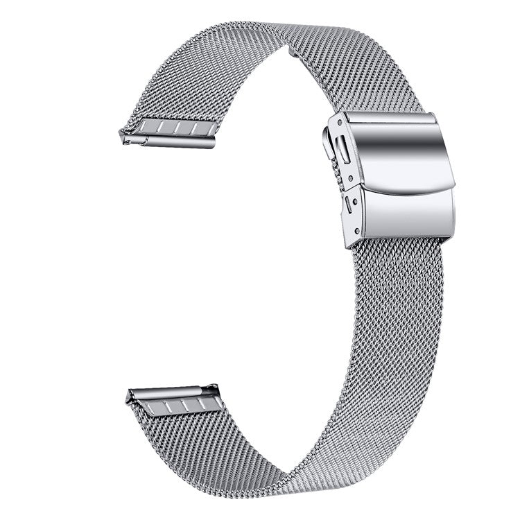 For Garmin Forerunner 265S Music Watch Strap 18mm Milanese Stainless Steel Watchband, Silver