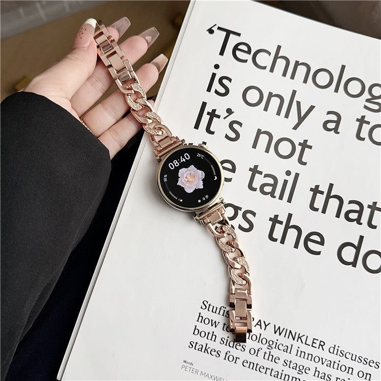 For Garmin Forerunner 255S / Xiaomi Mi Watch Stainless Steel Watch Band 18mm Wrist Strap - Rose Gold